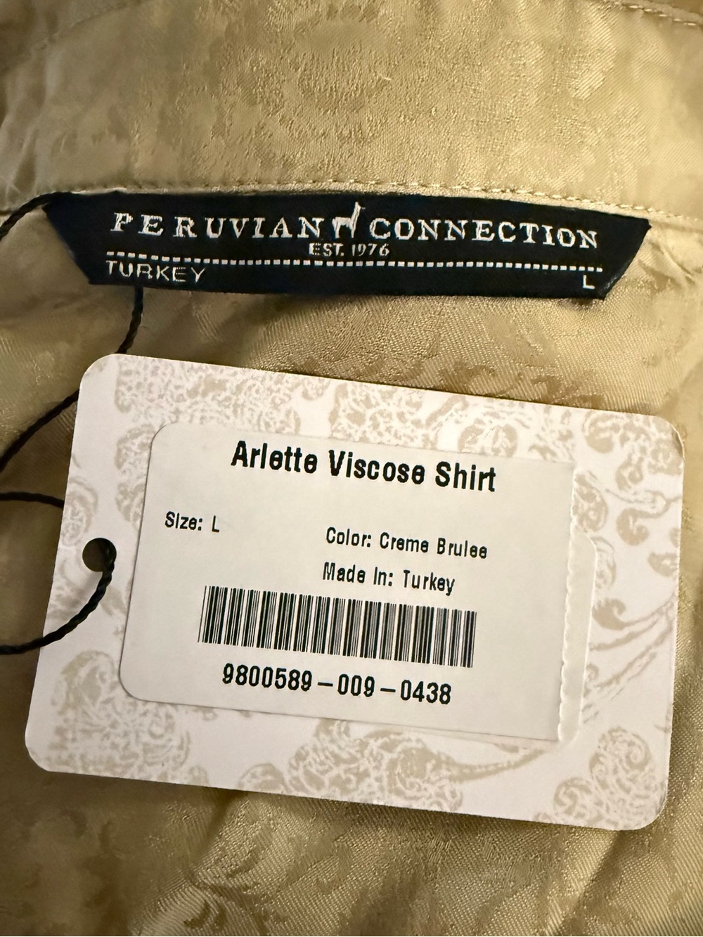 NWT Peruvian Connection Arlette Viscose Shirt Crème Brûlée Button Up - Picture 4 of 5